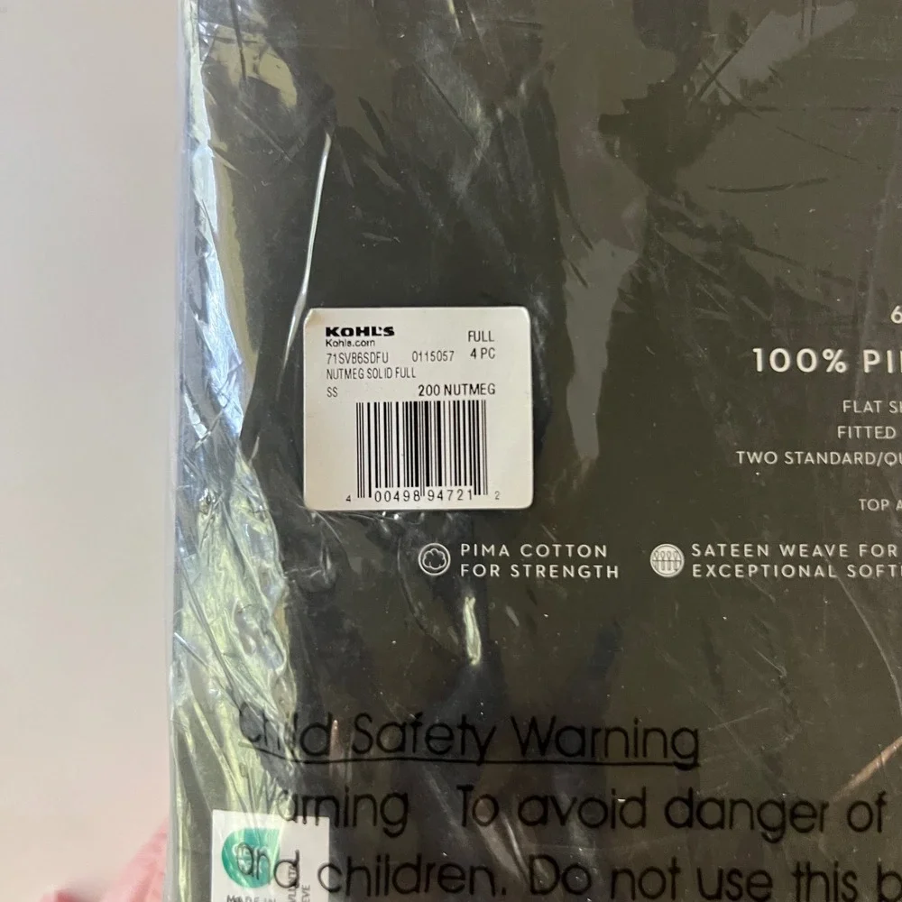 Simply Vera Vera Wang 600TC Pima Cotton Sheet Set Full Nutmeg NIP